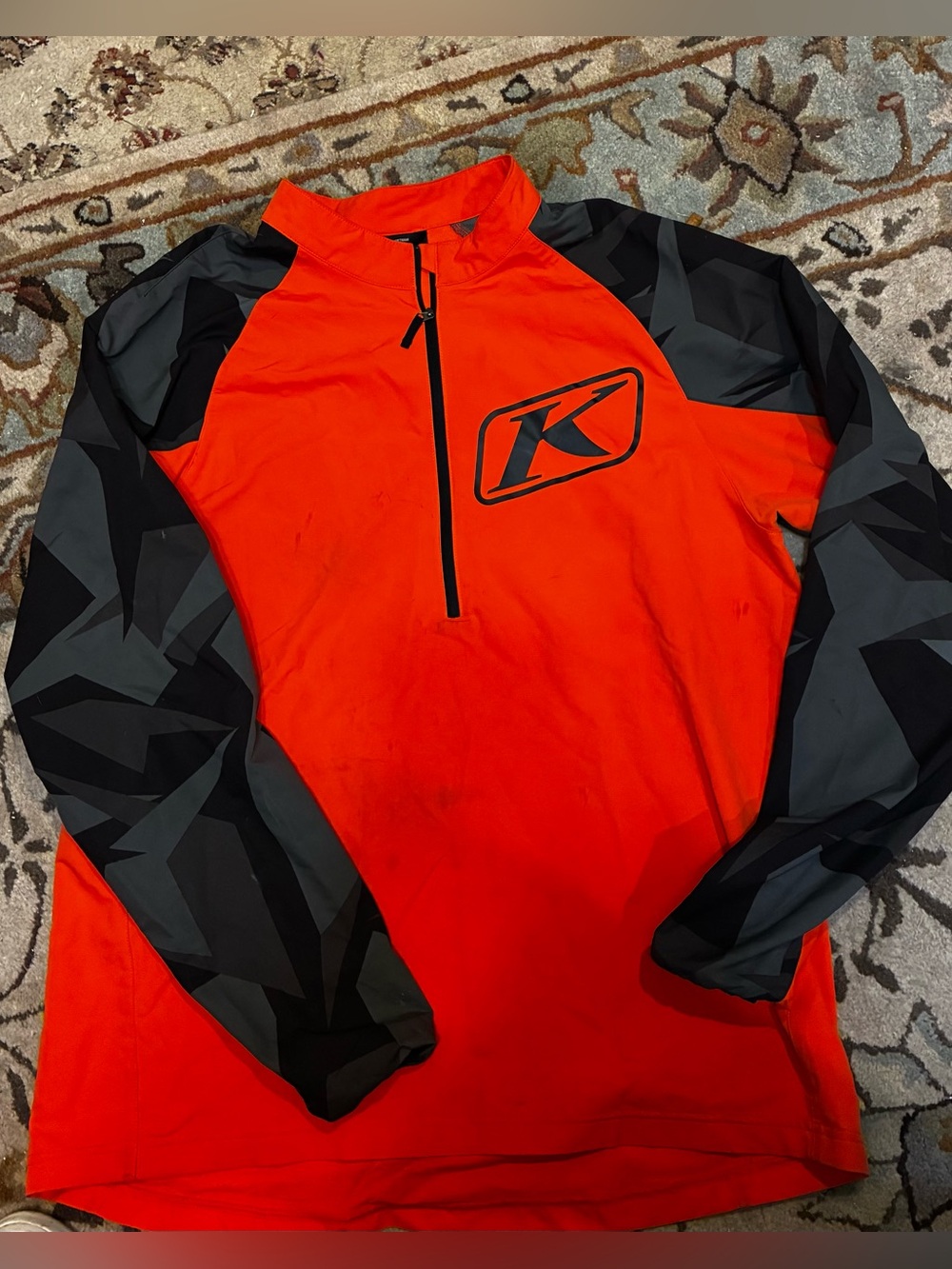 Klim Orange/Black Half-Zip Riding Jersey-L